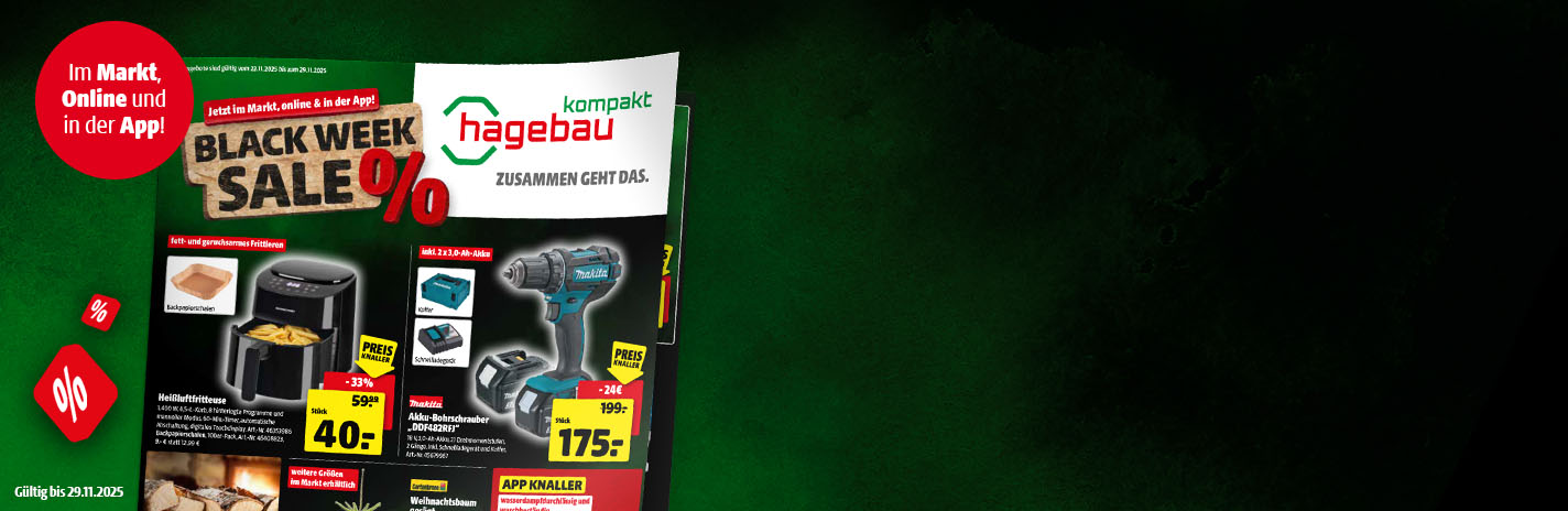 Abbildung eines blätterbaren Prospektes mit unseren Black-Week Angeboten